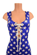 Lace Up Blue & White Star Catsuit - 5