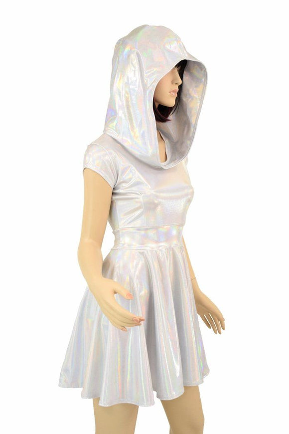 Flashbulb Cap Sleeve Hoodie Skater Dress - Coquetry Clothing