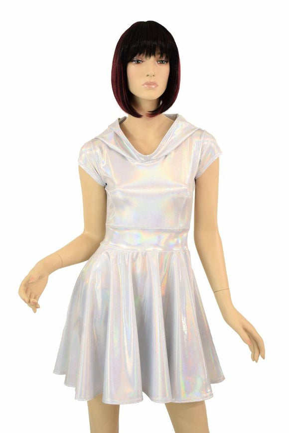 Flashbulb Cap Sleeve Hoodie Skater Dress - Coquetry Clothing