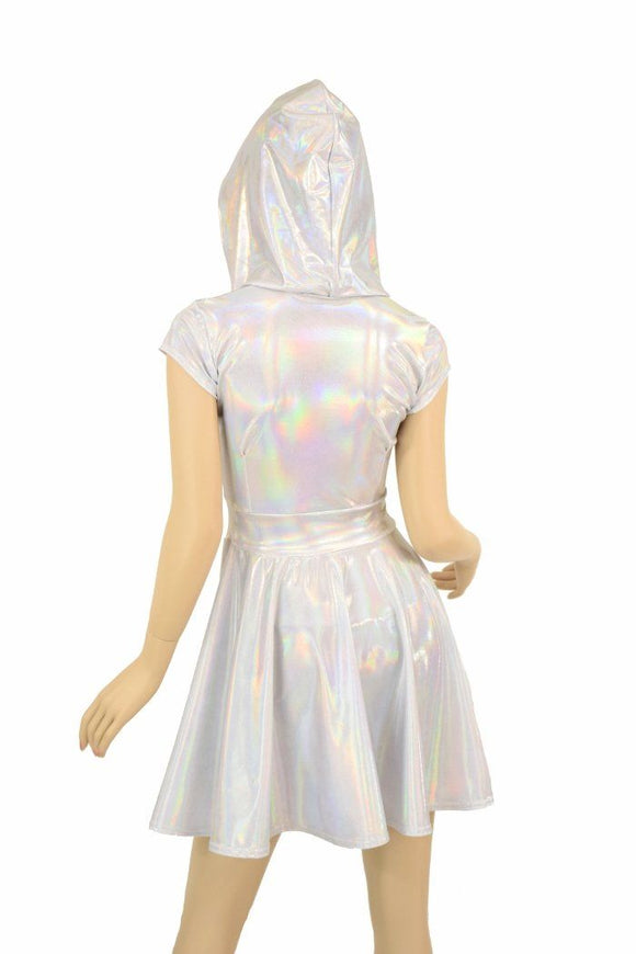 Flashbulb Cap Sleeve Hoodie Skater Dress - Coquetry Clothing
