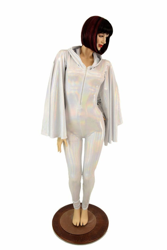 Flashbulb Catsuit with Fan Sleeve Wings - Coquetry Clothing