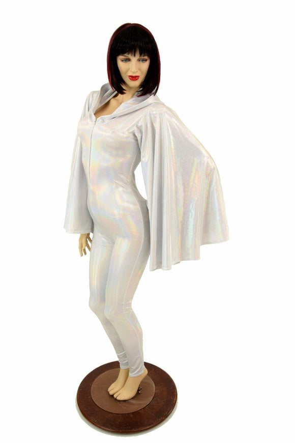 Flashbulb Catsuit with Fan Sleeve Wings - Coquetry Clothing