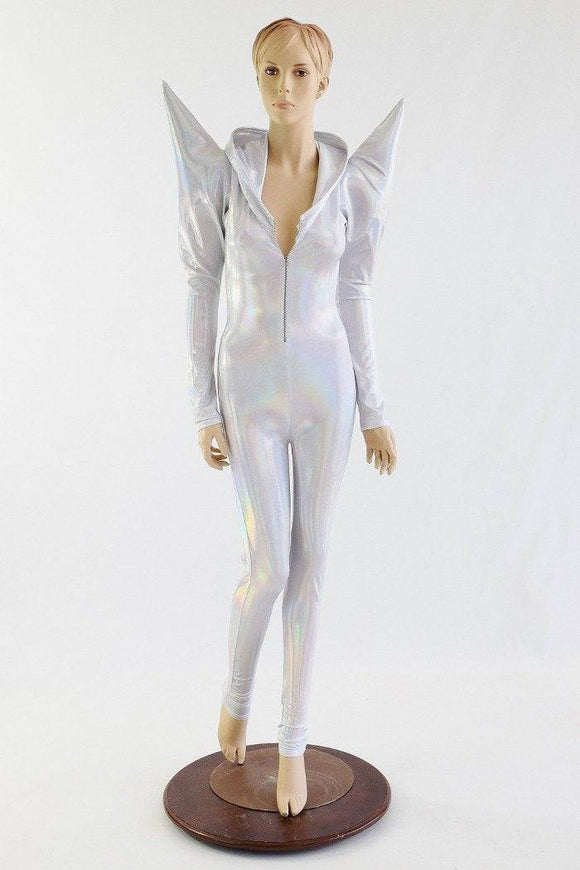 Flashbulb Holographic Mega Shoulder Catsuit - Coquetry Clothing