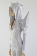 Flashbulb Holographic Mega Shoulder Catsuit - Coquetry Clothing
