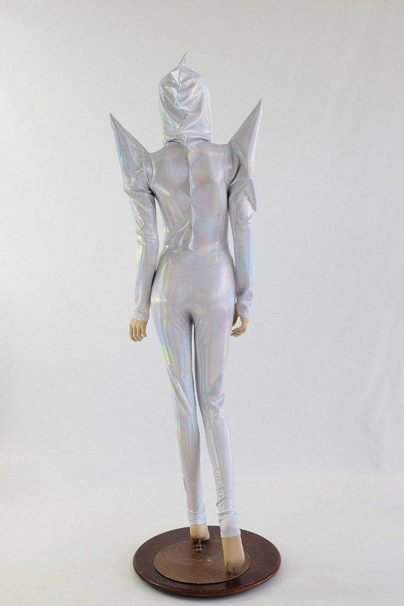 Flashbulb Holographic Mega Shoulder Catsuit - Coquetry Clothing