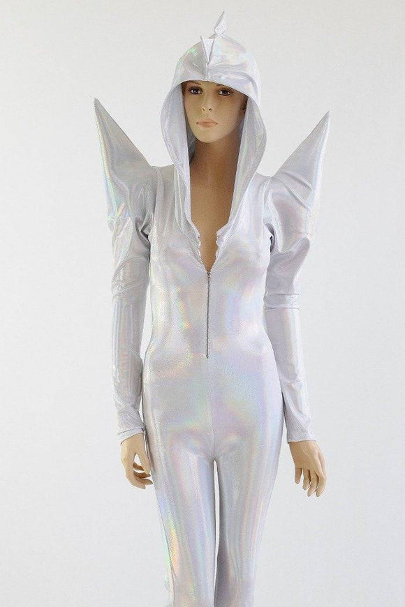 Flashbulb Holographic Mega Shoulder Catsuit - Coquetry Clothing