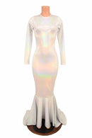Flashbulb Holographic Puddle Train Gown - Coquetry Clothing