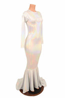 Flashbulb Holographic Puddle Train Gown - Coquetry Clothing