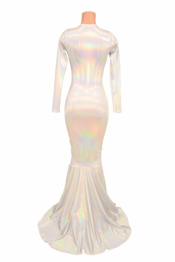 Flashbulb Holographic Puddle Train Gown - Coquetry Clothing