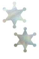 Flashbulb Holographic Sheriff Star Pasties - 1