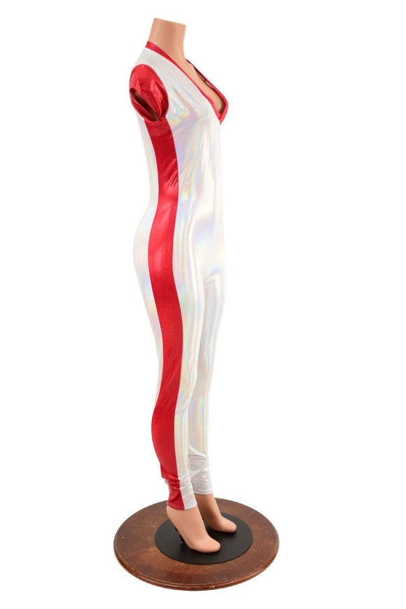 Flashbulb Holographic Side Panel Catsuit - Coquetry Clothing