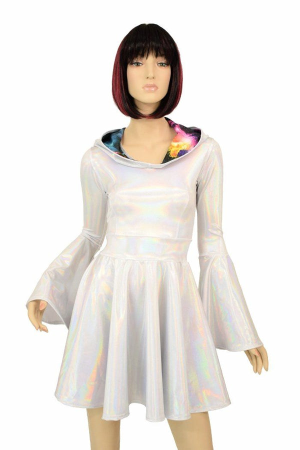 Flashbulb Holographic Trumpet Sleeve Dress - 5