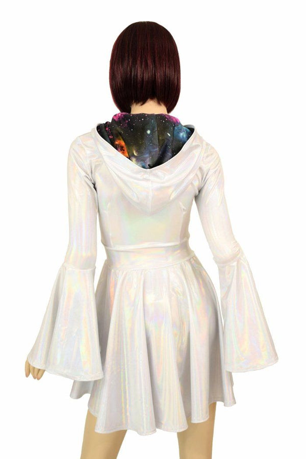 Flashbulb Holographic Trumpet Sleeve Dress - 3