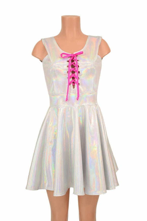 Flashbulb Lace Up Skater Dress - Coquetry Clothing