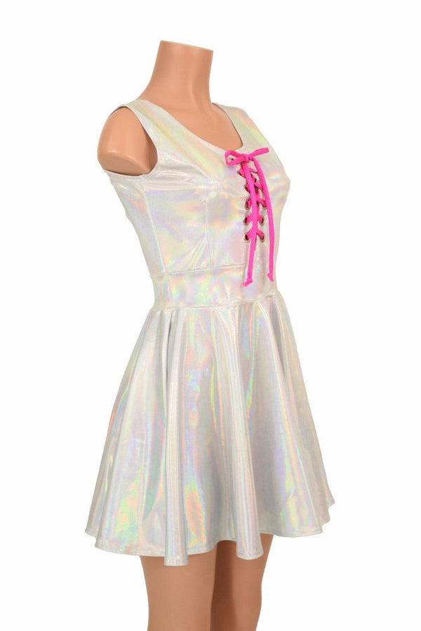 Flashbulb Lace Up Skater Dress - 3