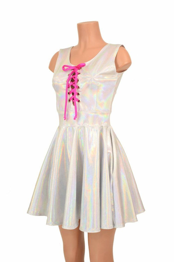 Flashbulb Lace Up Skater Dress - 5