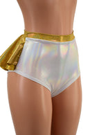 Flashbulb Siren Shorts with Gold Ruffle Rump & Waistband - Coquetry Clothing
