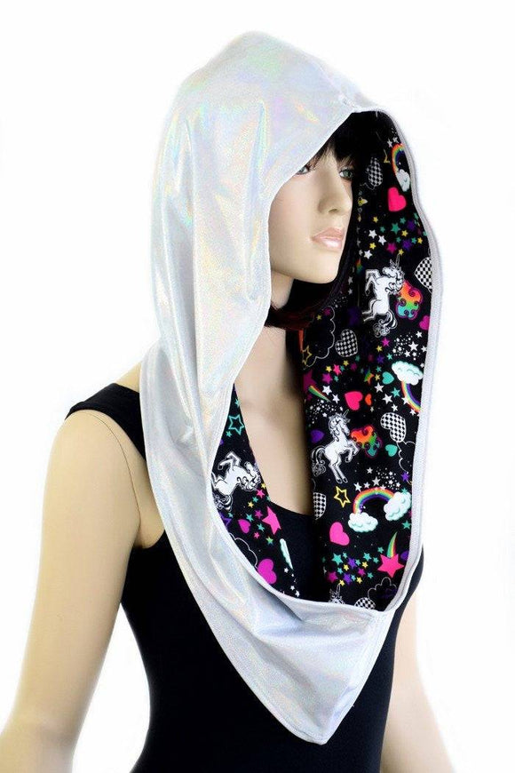 Flashbulb & Unicorns and Rainbows Reversible Infinity Festival Hood - Coquetry Clothing