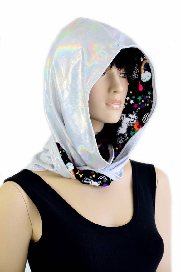 Flashbulb & Unicorns and Rainbows Reversible Infinity Festival Hood - Coquetry Clothing