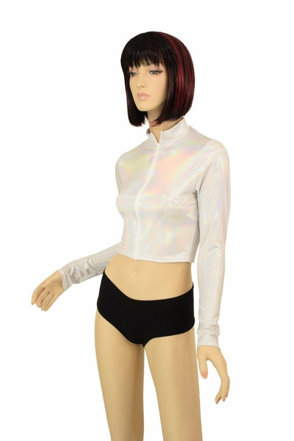 Flashbulb Zippered Crop Top - Coquetry Clothing