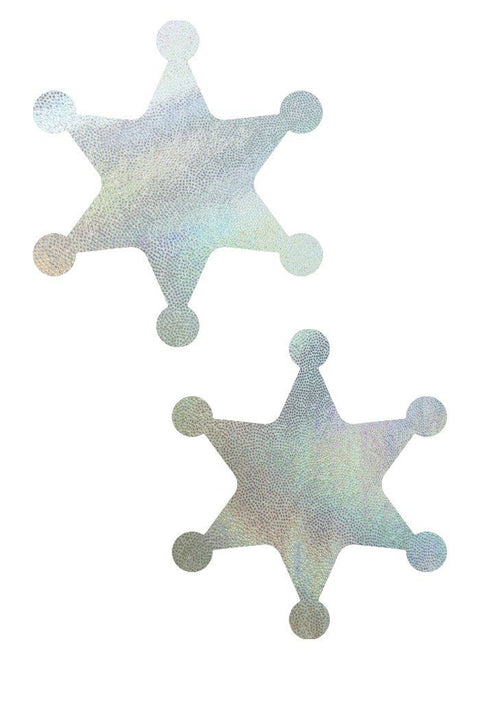 Flashbulb Holographic Sheriff Star Pasties - Coquetry Clothing