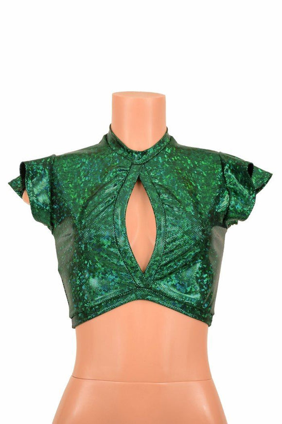 Flip Sleeve Keyhole Top in Green - Coquetry Clothing