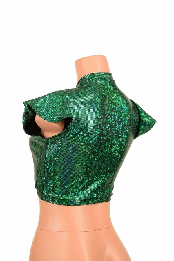 Flip Sleeve Keyhole Top in Green - 6