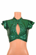 Flip Sleeve Keyhole Top in Green - 2