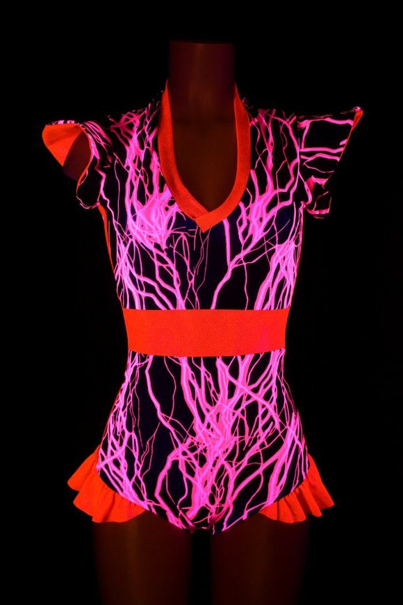 Flip Sleeve Paneled Lightning Romper - Coquetry Clothing