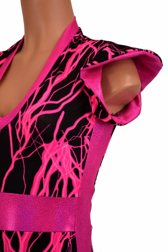 Flip Sleeve Paneled Lightning Romper - Coquetry Clothing