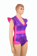 Flip Sleeve Paneled Romper - Coquetry Clothing