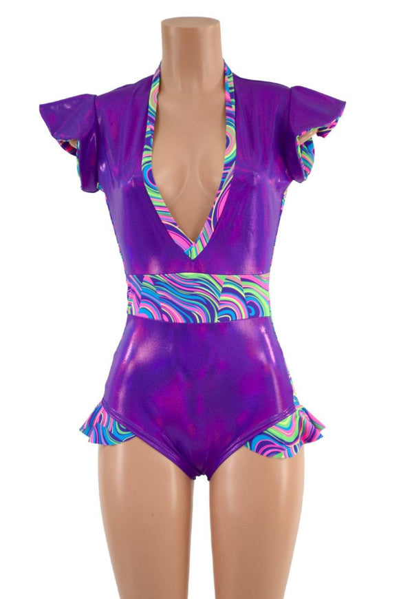 Flip Sleeve Paneled Romper - Coquetry Clothing