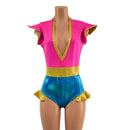 Flip Sleeve Paneled Romper - Coquetry Clothing