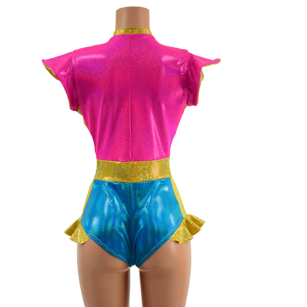 Flip Sleeve Paneled Romper - 3