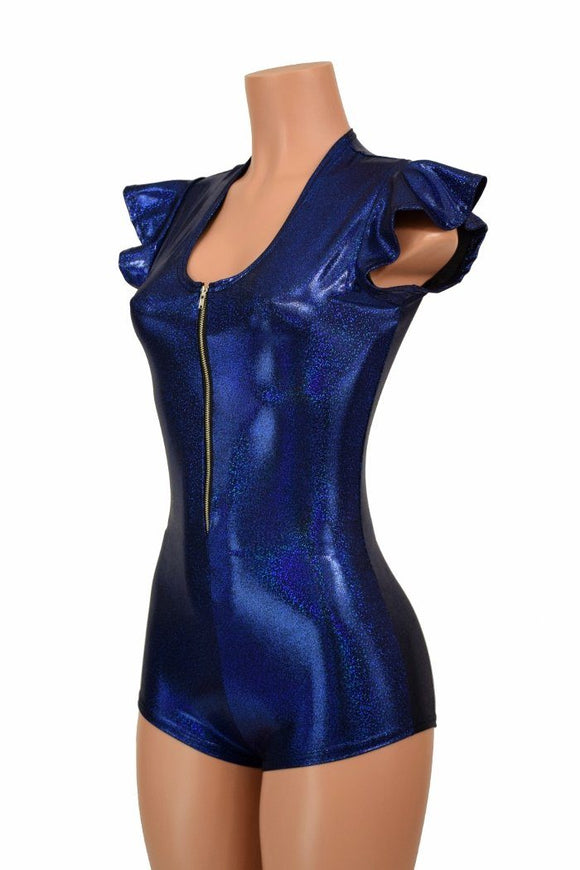 Flip Sleeve Zipper Front Romper - Coquetry Clothing