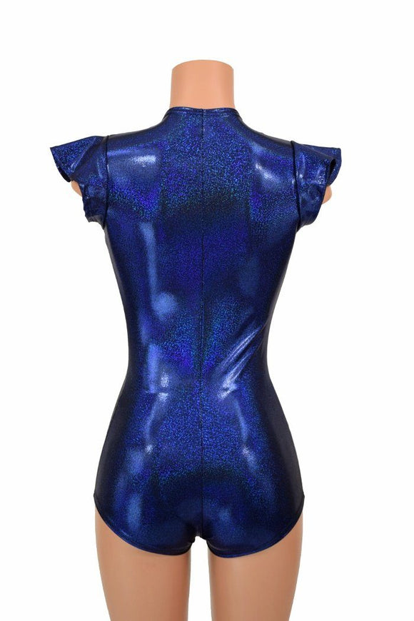 Flip Sleeve Zipper Front Romper - Coquetry Clothing
