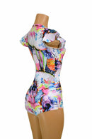 Flip Sleeve Zipper Front Romper - Coquetry Clothing