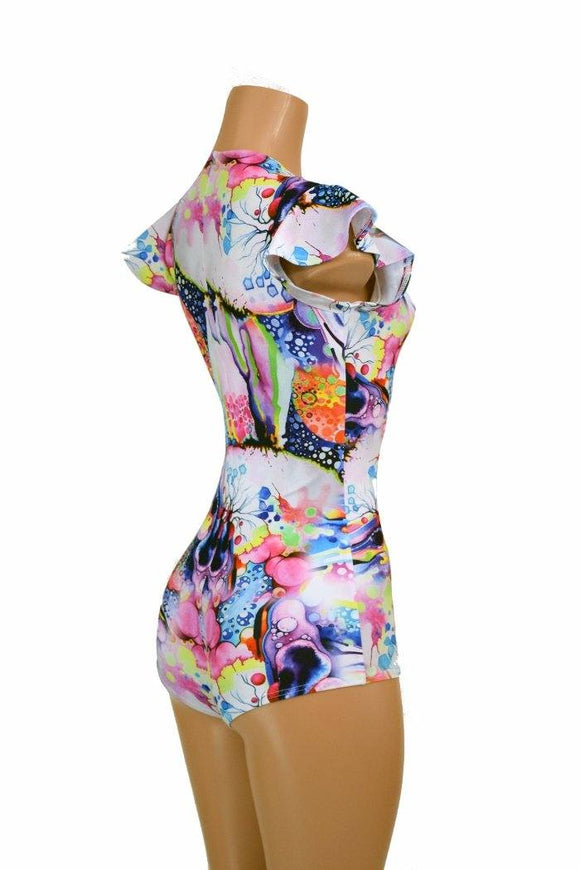 Flip Sleeve Zipper Front Romper - Coquetry Clothing