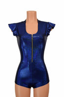 Flip Sleeve Zipper Front Romper - Coquetry Clothing