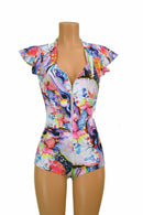 Flip Sleeve Zipper Front Romper - Coquetry Clothing