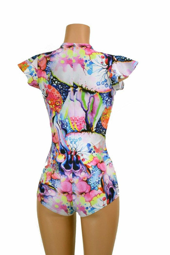 Flip Sleeve Zipper Front Romper - Coquetry Clothing