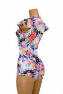 Flip Sleeve Zipper Front Romper - Coquetry Clothing
