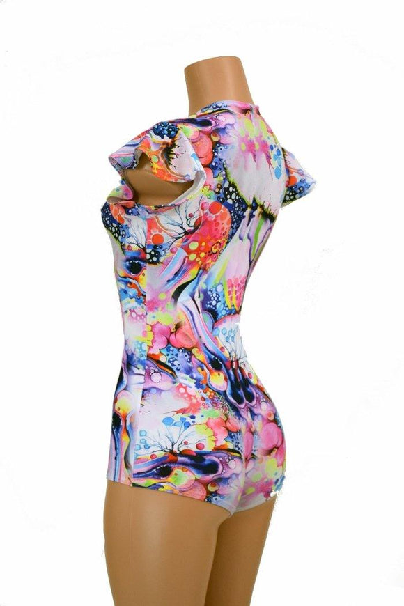 Flip Sleeve Zipper Front Romper - Coquetry Clothing