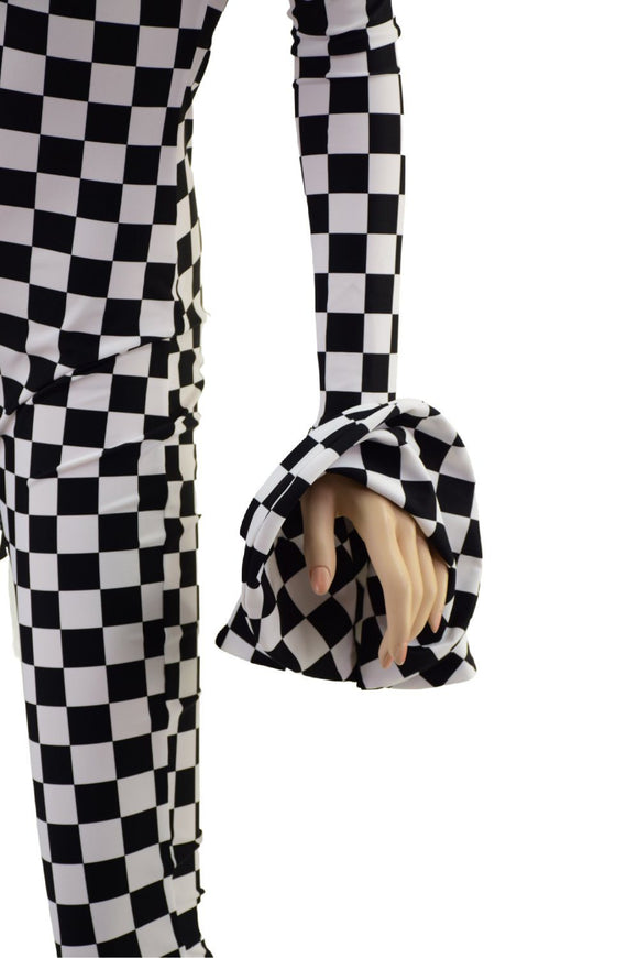 Flouncy Footed Checkered Catsuit - Coquetry Clothing