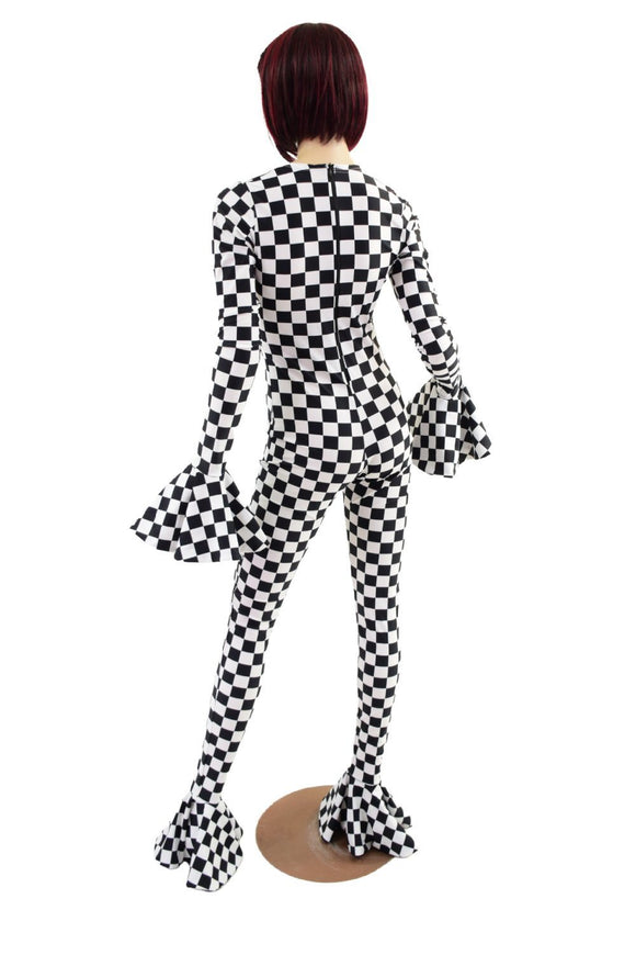 Flouncy Footed Checkered Catsuit - Coquetry Clothing