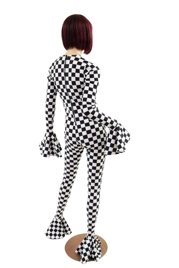 Flouncy Footed Checkered Catsuit - Coquetry Clothing