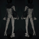 Flouncy Footed Checkered Catsuit - Coquetry Clothing
