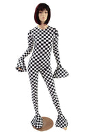 Flouncy Footed Checkered Catsuit - Coquetry Clothing