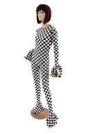 Flouncy Footed Checkered Catsuit - Coquetry Clothing