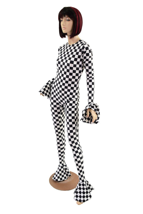Flouncy Footed Checkered Catsuit - Coquetry Clothing